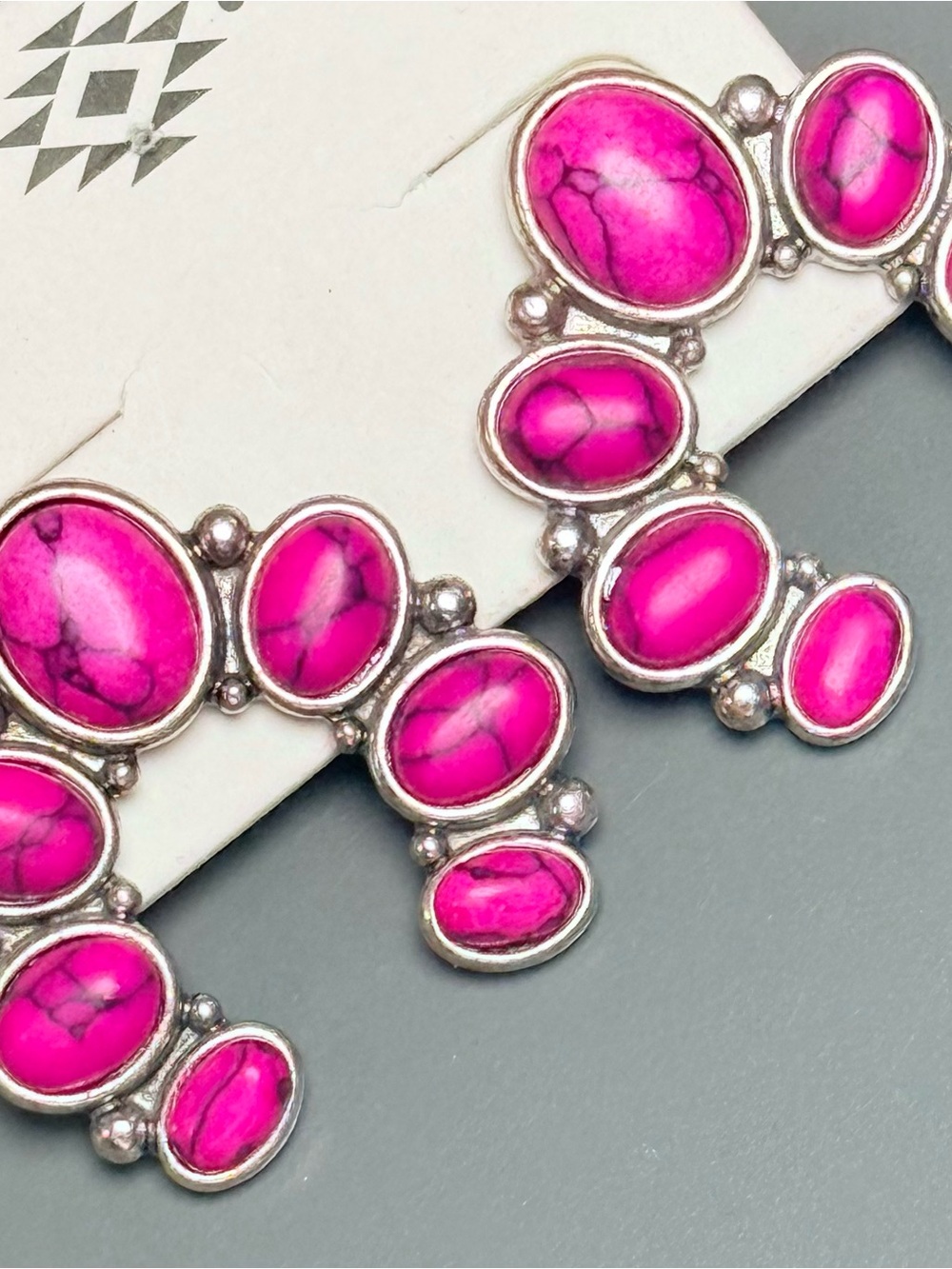 Crazy Train Silver Boutique Bright Pink Earrings